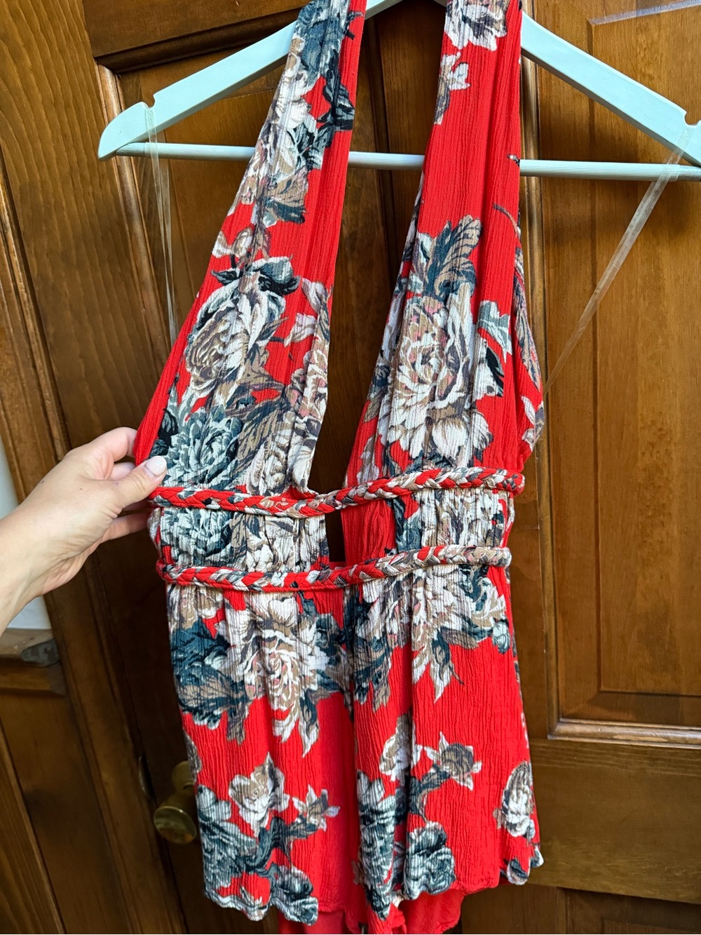Women’s Red Floral Halter Jumpsuit